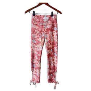 Daily Practice Anthropologie Pink Floral Activewear Leggings Side Ties Small